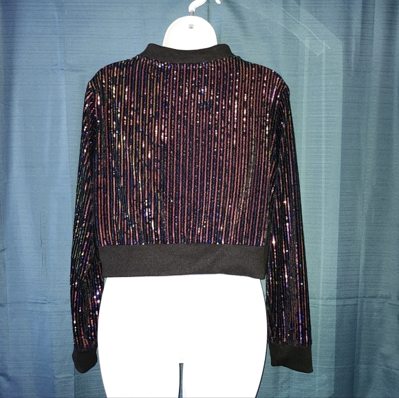 Sequin Embellished Black Jacket - Picture 3 of 4
